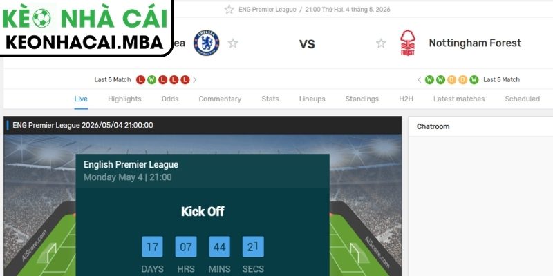 Soi kèo Chelsea vs Nottingham Forest (21:00 04/05, Ngoại hạng Anh) 4 Dự đoán kết quả trận Chelsea và Nottingham Forest (21:00 04/05, Ngoại hạng Anh)Dự đoán kết quả trận Chelsea và Nottingham Forest (21:00 04/05, Ngoại hạng Anh)